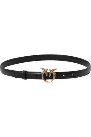Pinko Tilbehør, Dame, Sort, L, Læder, Elegant Love Birds Leather Bælte