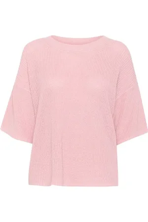 Part Two Strik, Dame, Lyserød, L, Bomuld, Linned Bomuld Afslappet Pasform Sweater