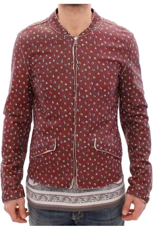 Dolce & Gabbana Jakke, Herre, Rød, M, Læder, Bordeaux Boxer Print Læderjakke Frakke