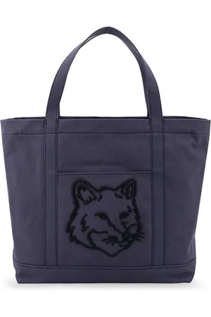 Maison Kitsuné Taske, Herre, Grå, ONE SIZE, Bomuld, Kanvas Taske med Fox Head Broderi