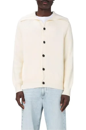 Bottega Veneta Strik, Herre, Hvid, S, Uld, Hvid Crewneck Sweatshirt med Ribbed Hem