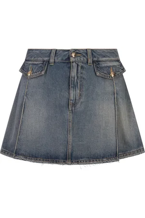 Alexander McQueen Nederdel, Dame, Blå, XS, Denim, Blå Stone Washed Denim Mini Nederdel
