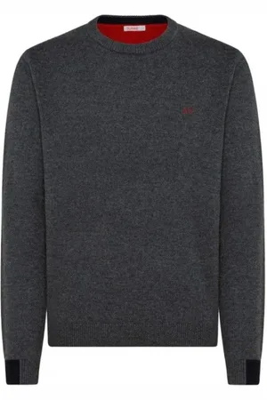 sun68 Strik, Herre, Grå, 2XL, Ensfarvet Ribbet Rund Hals Top