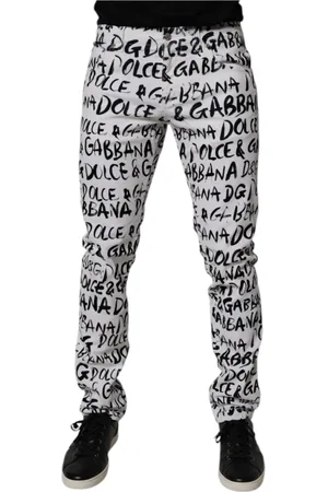 Dolce & Gabbana Jeans, Herre, Hvid, M, Denim, Logo Print Skinny Denim Jeans