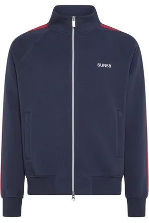 sun68 Sweathshirts & Hoodies, Herre, Blå, XL, Heritage Cotton Full Zip Stribet Jakke