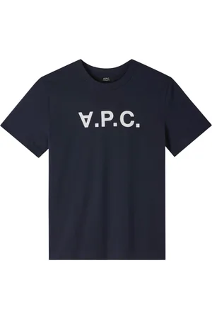 A.P.C. Top, Herre, Blå, S, Bomuld, Bomuld T-Shirt med Front Logo