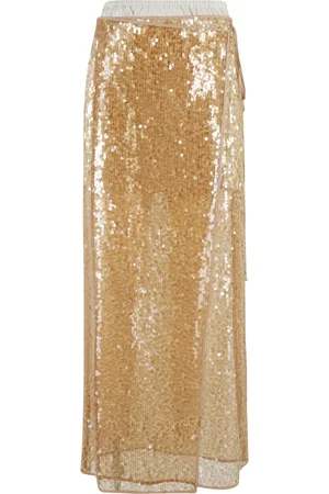 ALYSI Nederdel, Dame, Grå, S, Uld, Guld Paillet Blonde Pung Nederdel