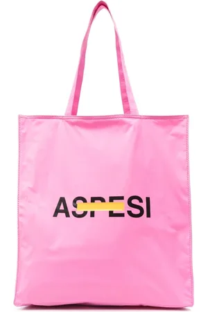 Aspesi Taske, Dame, Lyserød, ONE SIZE, Nylon, Logo Print Nylon Tote Bag