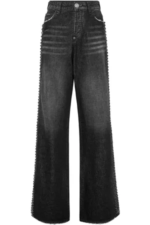 Philipp Plein Jeans, Dame, Sort, W29, Uld, Stilfulde Denim Jeans