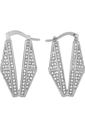 Jimmy Choo Tilbehør, Dame, Grå, ONE SIZE, Krystalpyntet Bar-Pin Øreringe