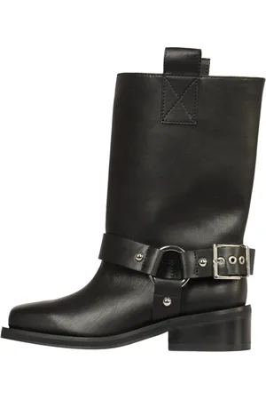 Ganni Sko, Dame, Sort, 38 EU, Læder, Biker Tubular Mid Shaft Støvler