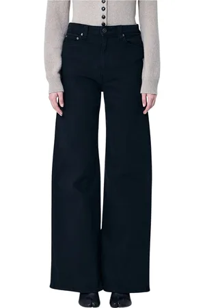 Khaite Jeans, Dame, Sort, W26, Bomuld, Bred Ben Fem-Lomme Jeans