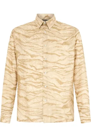 Roberto Cavalli Skjorte, Herre, , M, Tiger Skin Print Silkeskjorte