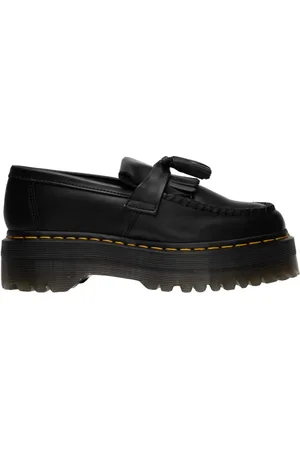 Dr. Martens Sko, Dame, Sort, 39 EU, Læder, Platform Loafers med Frynser Detalje