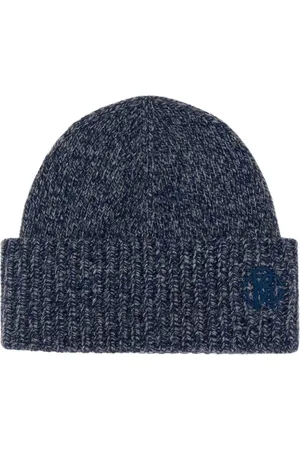 Roberto Cavalli Tilbehør, unisex, Blå, ONE SIZE, Uld, Kashmirblandings Monogram Beanie Hat
