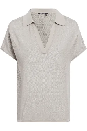 Marc Aurel Strik, Dame, Grå, L, Sølvskinnende Polo-stil Top