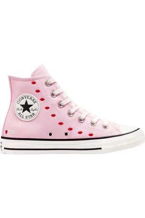 Converse Sko, Dame, Lyserød, 39 EU, Broderede høje sneakers med skjulte tryk