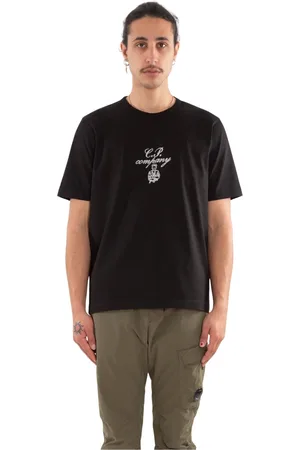 C.P. Company Top, Herre, Sort, L, Twisted Jersey Embro Tee