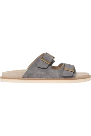 Brunello Cucinelli Sko, Herre, Blå, 40 EU, Læder, Avion Ruskind Slide Sandaler
