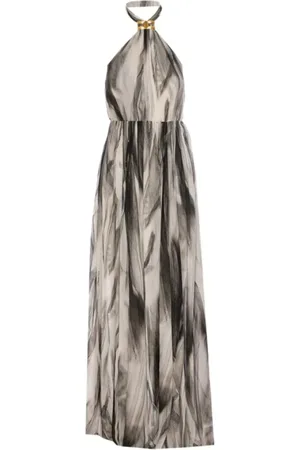 Elisabetta Franchi Kjole, Dame, Flerfarvet, M, Uld, Ethereal Aftenkjole med Bare Skuldre