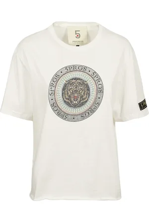 5 PROGRESS Top, Herre, Hvid, S, Bomuld, Hvid Bomuld T-shirt