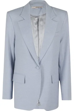REMAIN Birger Christensen Jakke, Dame, Blå, S, Uld, Kort Cropped Sleeve Blazer
