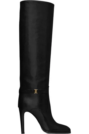 Saint Laurent Sko, Dame, Sort, 38 EU, Uld, Linda 100mm Støvler med Spids Tå