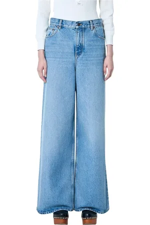 Chloé Jeans, Dame, Blå, W28, Bomuld, Bredbenet High Rise Jeans