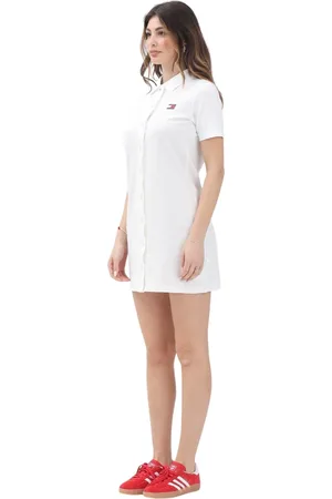 Tommy Hilfiger Kjole, Dame, Hvid, XS, Hvid Polo Kjole Badge Pique