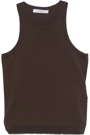 Max Mara Top, Dame, Brun, S, Kaffebrun Crew Neck Ærmeløs Top