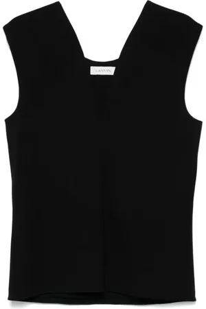 Lanvin Top, Dame, Sort, L, Uld, Stilfuld Deep Collar Top