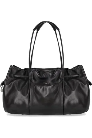 Emporio Armani Taske, Dame, Sort, ONE SIZE, Uld, Sort læder skuldertaske med frontlomme