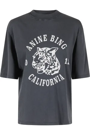 ANINE BING Top, Dame, Sort, S, Bomuld, Leopard Print T-shirt