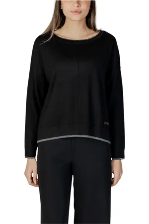 Liu Jo Strik, Dame, Sort, XS, Uld, Luksuriøs Sort Viskose Blend Sweatshirt