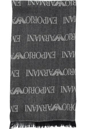 Emporio Armani Tilbehør, Herre, Grå, ONE SIZE, Grå Logo Tørklæde til Mænd