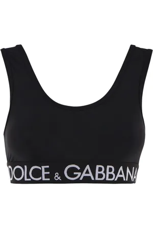 Dolce & Gabbana Sport, Dame, Sort, 2XS, Uld, Sort Logo Bånd Top Fremstillet i Italien