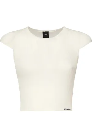 Pinko Strik, Dame, , S, Off-White Crewneck Sweater
