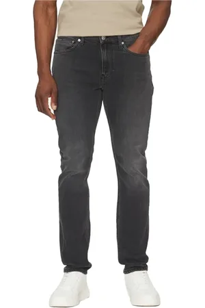 Calvin Klein Jeans, Herre, Sort, W32 L32, Bomuld, Sort Tapered Jeans med Logo Syning