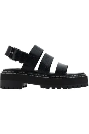 Proenza Schouler Sko, Dame, Sort, 36 EU, Strukturerede Lug Sandaler med Slingback Lukning