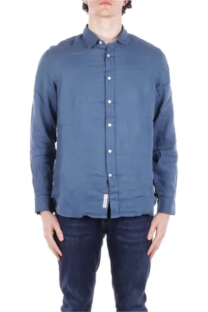 Woolrich Skjorte, Herre, Blå, S, Linned, Front Button Skjorte Linned Sammensætning