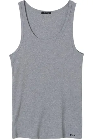 Tom Ford Top, Herre, Grå, M, Grå Ribbet Tank Top