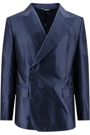Dolce & Gabbana Jakke, Herre, Blå, M, Blå Silke Dobbelt-Brygget Tøj