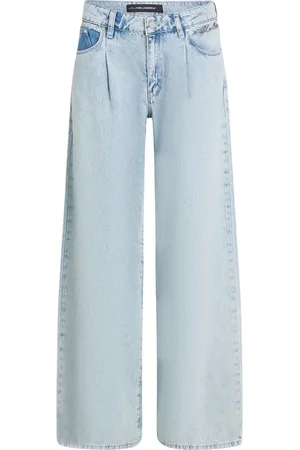 Karl Lagerfeld Jeans, Dame, Blå, W26, Plati jeans med sølvfarvede logo detaljer