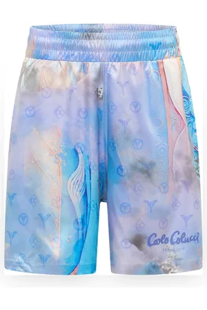 Carlo Colucci Shorts, Herre, Blå, 2XL, Ornament Strik Oversize Shorts