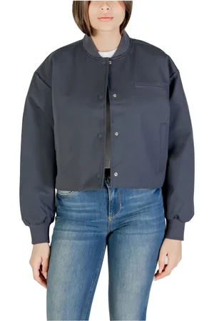 Calvin Klein Jakke, Dame, Grå, S, Polyester, Kort bomberjakke til kvinder