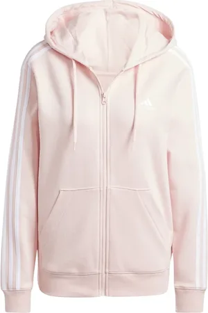 adidas Sweathshirts & Hoodies, Dame, Lyserød, S, Bomuld, Essentials 3-Stripes French Terry Regular Full-Zip Hættetrøje