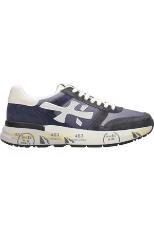 Premiata Sko, Herre, Blå, 42 EU, Læder, Blå Sneakers med Læderindsatser