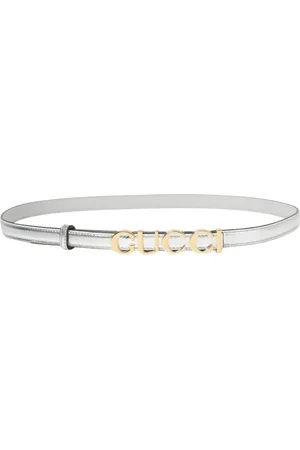 Gucci Tilbehør, Dame, Grå, 70 CM, Læder, Sølv Læderbælte til Kvinder