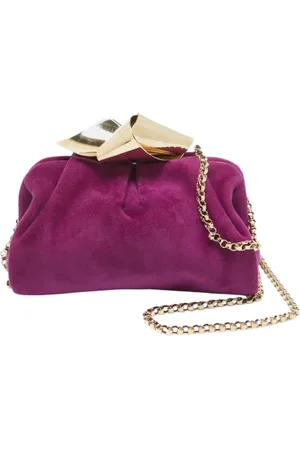 Jimmy Choo Pre-owned, Dame, Lilla, ONE SIZE, Uld, Pre-owned Ruskind clutches