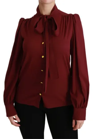 Dolce & Gabbana Bluser & Skjorter, Dame, Rød, 3XS, Elegant Maroon Silk Blend Polo Bluse
